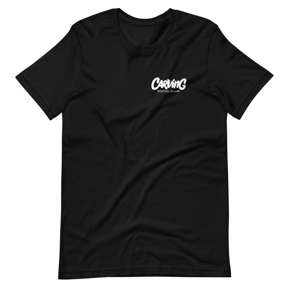Camiseta negra de manga corta unisex con dibujo en la espalda
